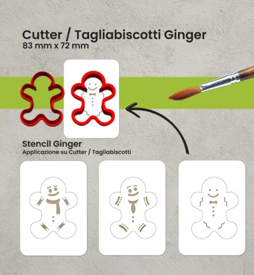 Taglia Biscotti – Cutter Ginger con Stencil Decorativo