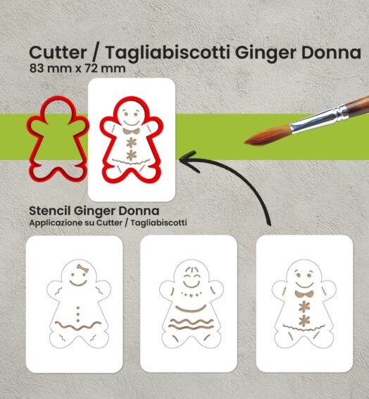 Taglia Biscotti – Cutter Gingerina con Stencil Decorativo