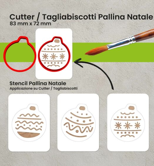 Taglia Biscotti – Cutter Palline Natale con Stencil Decorativo