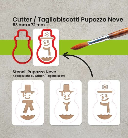 Taglia Biscotti – Cutter Pupazzo Neve con Stencil Decorativo